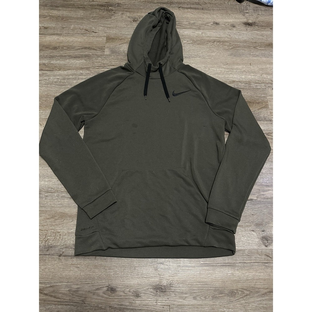Nike Dri-Fit Lightweight Hoodie Mens M Green Pullover Long Sleeve‎ Performance